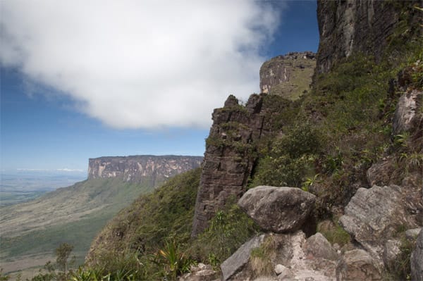 15 Kilometer ist der Tepui lang und erhebt sich 700 Meter über dem tropischen Regenwald.