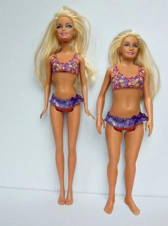99-46-84 gegen die Maße einer durchschnittlichen jungen Frau. Dass Barbie endlich "menschlich" wird, begrüßen Pädagogen.