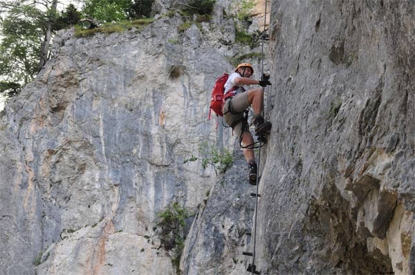 Klettersteig am Dachstein: "Hias" bietet fotogene Felswände in der Silberkarklamm zum Üben.