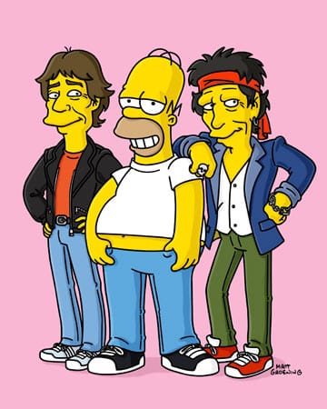 Zusammen mit Keith Richards hatte Mick Jagger bereits einen Gastauftritt bei den Simpsons und posiert als gelbe Comicfigur neben Homer Simpson.