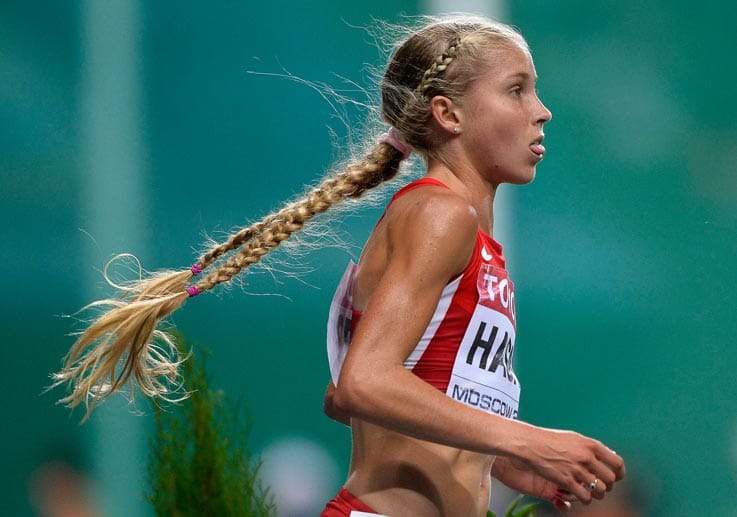 Die Haarpracht von Jordan Hasay: Eingefangen beim 10.000-Meter-Lauf der Frauen.