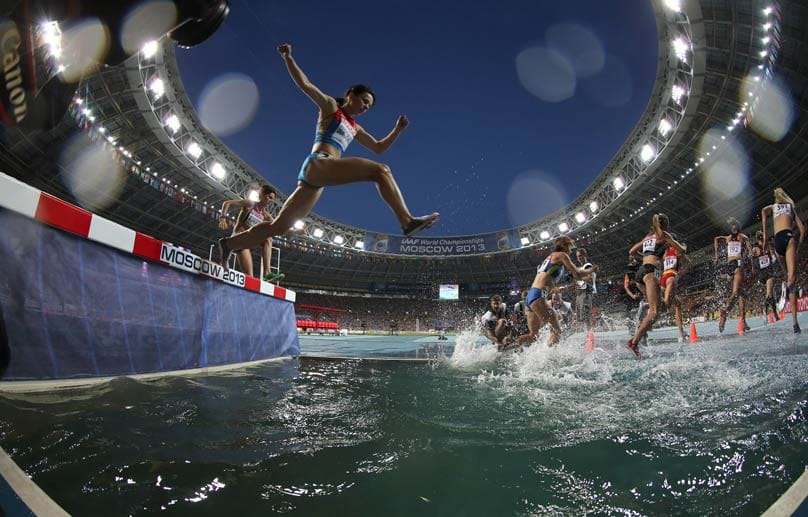 Wasserspiele in Moskau.