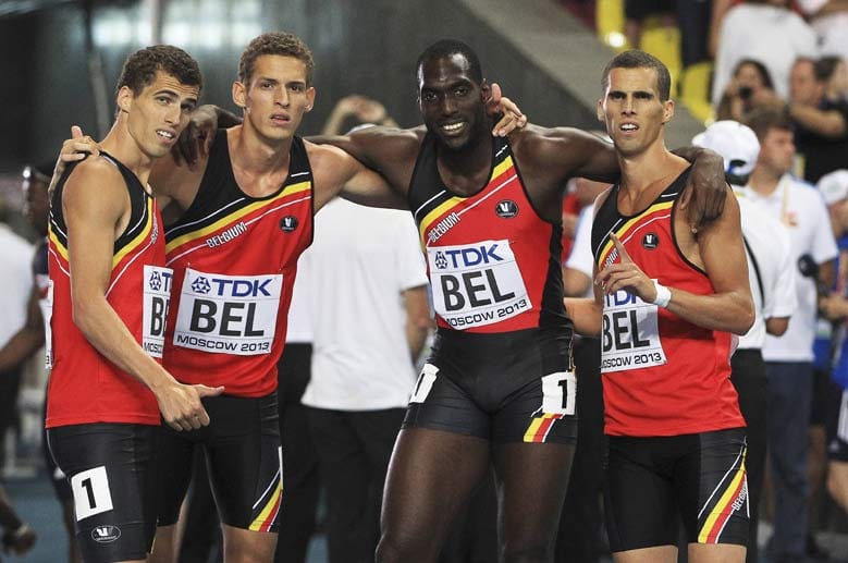 TOP: Das gab es so noch nie. Die Brüder Jonathan, Kevin und Dylan Borlée bilden dreiviertel der belgischen 4x400-Meter-Staffel. Und das sehr erfolgreich. Zusammen mit Antoine Gillet (2. v. re.) rennt das Quartett auf Platz fünf.