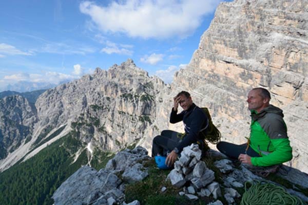 Klettergebiete: Ralf Gantzhorn in den Dolomiten.