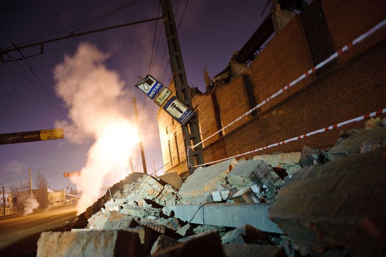 Die Druckwelle nach der Explosion beschädigte rund 7000 Gebäude in Tscheljabinsk.