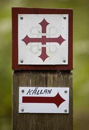Wegmarkierung des Pilgerwegs St. Olavsleden.