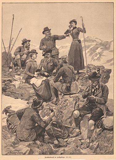 Bergsteiger im 19. Jahrhundert.