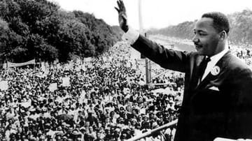 "I have a dream.": Martin Luther King bei seiner seiner großen Rede am Lincoln Memorial in Washington.