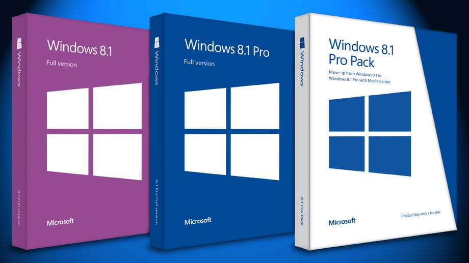 Die Retail-Verpackungen für Windows 8.1