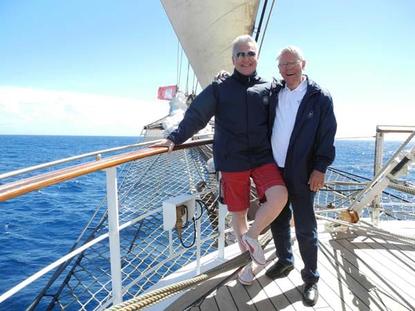 Stammgäste auf der Sea Cloud II sind die Passagiere Werner (rechts im Bild) und Thomas Schmidtke.