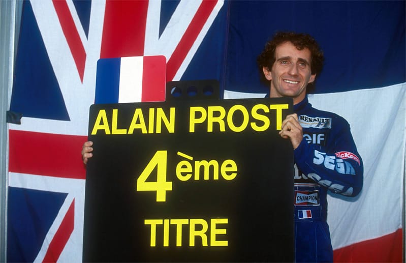 Alain Prost sammelte in seiner Karriere vier WM-Titel und wird 2013 von Sebastian Vettel eingeholt.