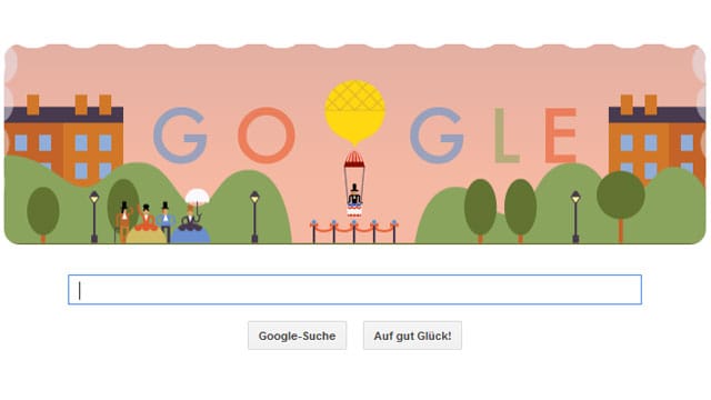 Das Google Doodle erinnert an den Fallschirmsprung von André-Jacques Garnerin.