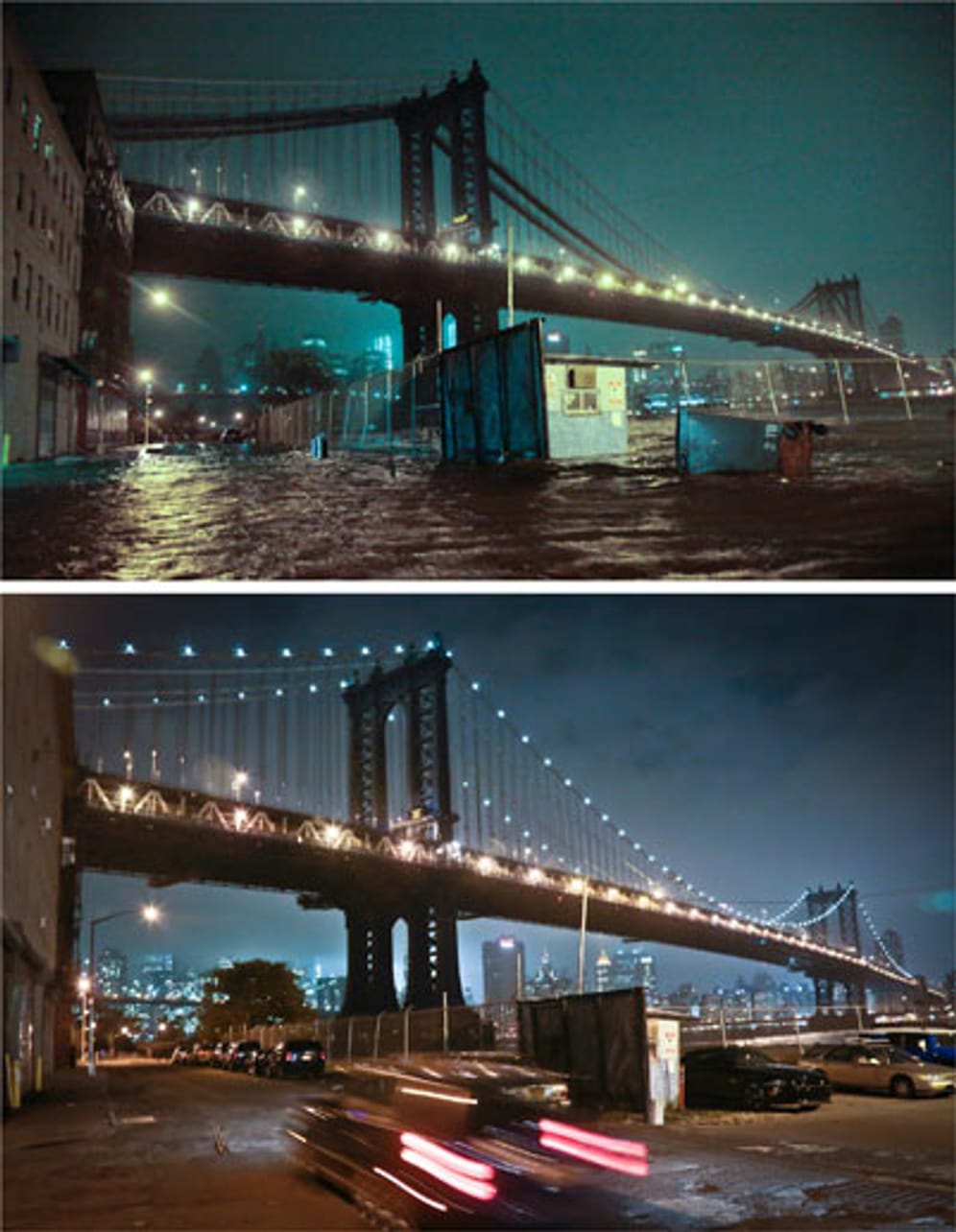 USA, New York, Manhattan Bridge, Hurrikan "Sandy"