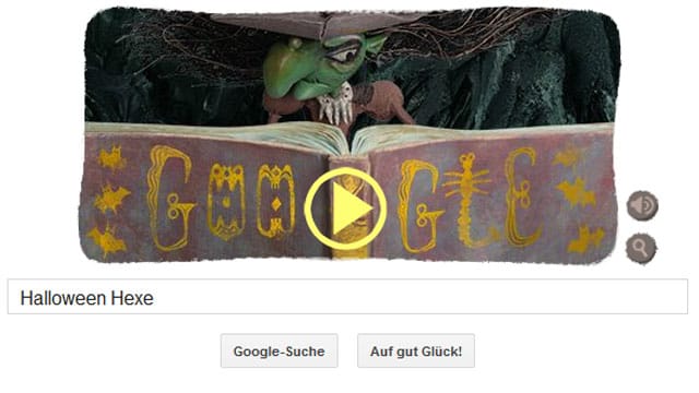 Google Doodle mit Halloween-Hexe
