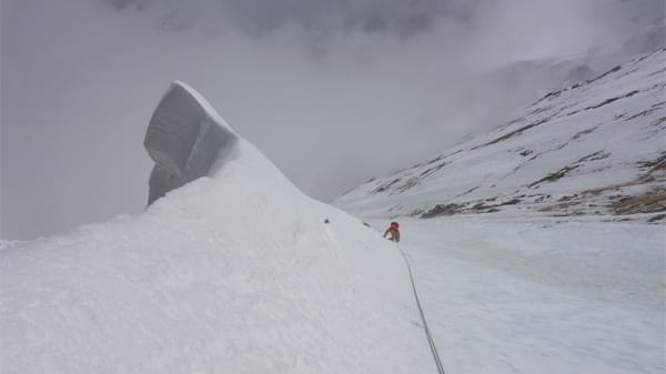 Die Franzosen Yannick Graziani und Stephane Benoist beim Durchsteigen der Annapurna-Südwand.