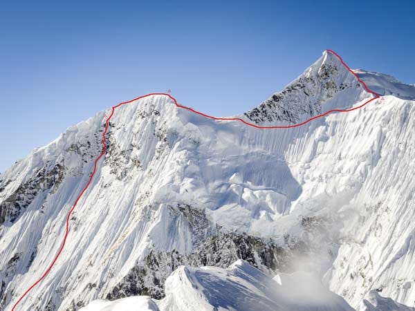 Aufstiegsroute der Erstbesteigung des Likhu Chuli I im Himalaya durch Ines Papert.