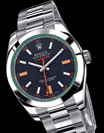 Die Rolex Milgauss ist eine Uhr für Extrembedingungen: Das Modell wurde speziell für Wissenschaftler und Techniker konzipiert, die beispielsweise in Umgebungen mit elektromagnetischer Strahlung arbeiten.