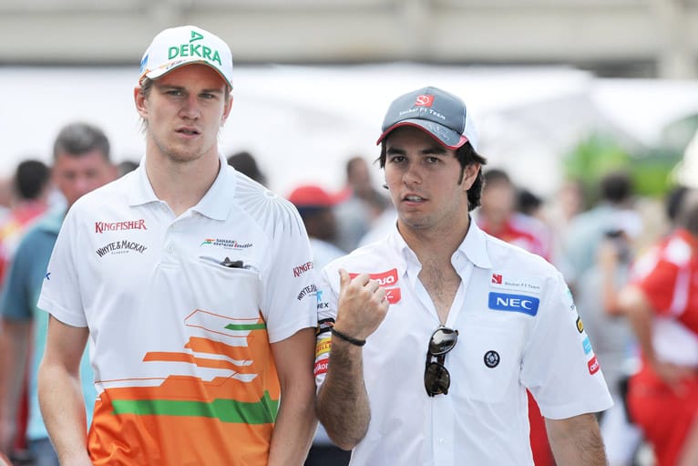 Force India: Zwischenzeitlich schien sein Aus in der Formel 1 möglich, dann gab es aber doch das Happy End für Nico Hülkenberg (li.). Der 26-Jährige kehrt 2014 nach nur einem Jahr zu Force India zurück. Den Platz neben dem Deutschen nimmt der Mexikaner Sergio Perez ein, der nach seinem Aus bei McLaren einige Millionen Euro an Sponsorengeld ins Team pumpt.