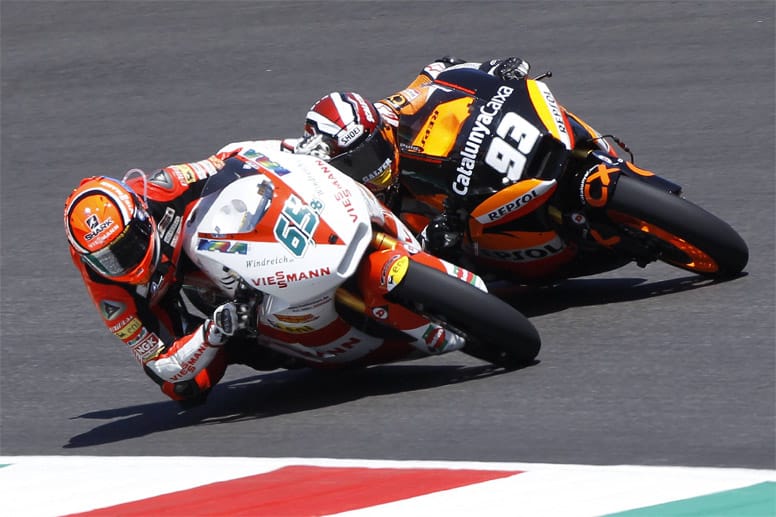 Harter Fight: 2011 duelliert sich Marquez in der Moto2 mit dem Stefan Bradl. Am Ende der Saison muss er sich dem Deutschen geschlagen geben.
