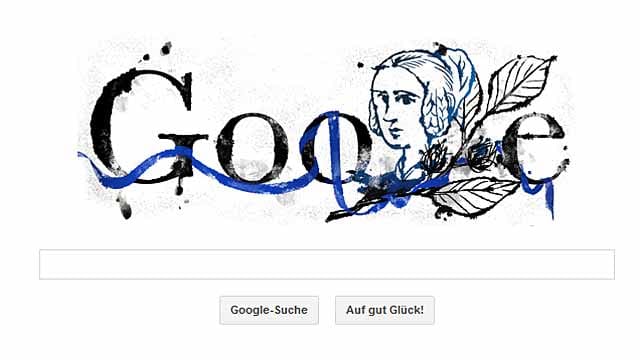 Google Doodle zum Geburtstag der deutschen Schriftstellerin Annette von Droste-Hülshoff.