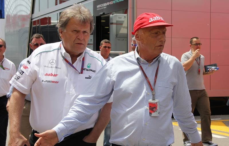 Seit 2012 ist Lauda (re.) Aufsichtsratsvorsitzender des Formel-1-Teams von Mercedes.