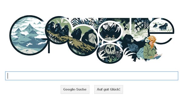 Google Doodle zum Geburtstag der Zoologin Dian Fossey.