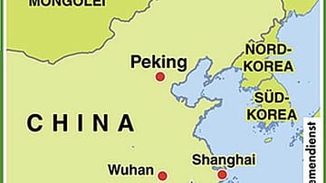 China-Karte: Lage des Huangshan-Gebirges.