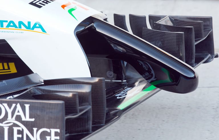 Die Nase des Force India erinnert an einen Schnabel.