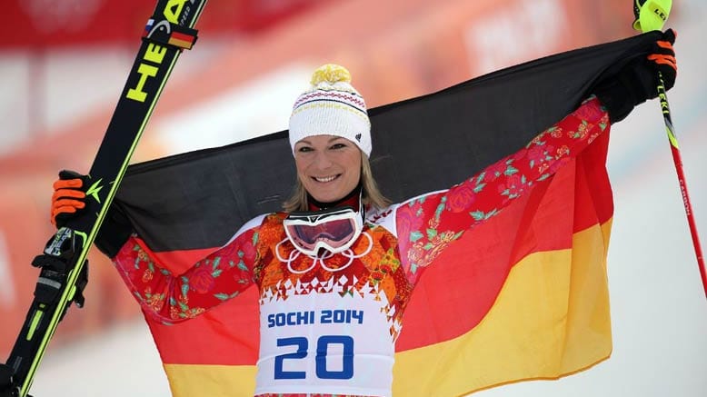 Maria Höfl-Riesch und Super-Kombi, das passt einfach. Wie schon 2010 holt sie auch 2014 in dieser Disziplin Gold.