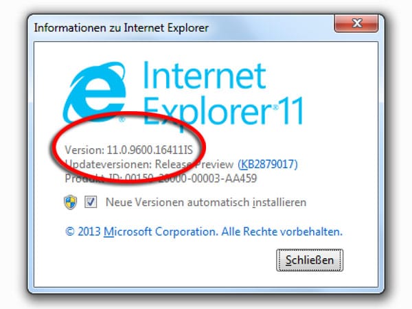 Internet Explorer-Version ermitteln
