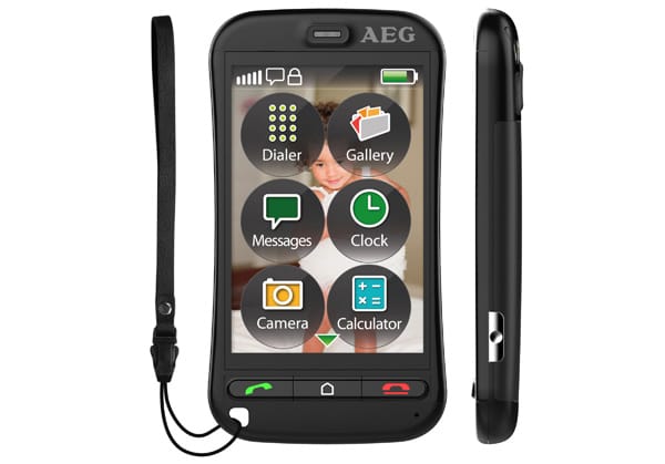 Alles auf einen Blick: Auf dem Einfach-Smartphone AEG Voxtel M800 läuft kein reguläres mobiles Betriebssystem, sondern eine Eigenentwicklung des Herstellers.