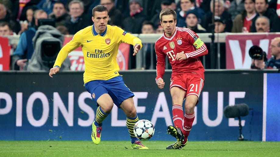 Im Gegensatz zum Hinspiel darf Lukas Podolski (li.) beim FC Arsenal in München von Anfang an spielen.