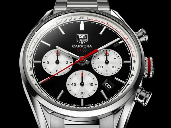 TAG Heuer Carrera Calibre CH80 Chronograph 41 Millimeter. Die Uhr ist eine Reminiszenz an die Linie aus dem Jahr 1963. Der Preis für den Auto-Chronografen in Tricompax-Anordnung der Totalisatoren wird sich wohl bei 5200 Franken oder etwa 4200 Euro bewegen.
