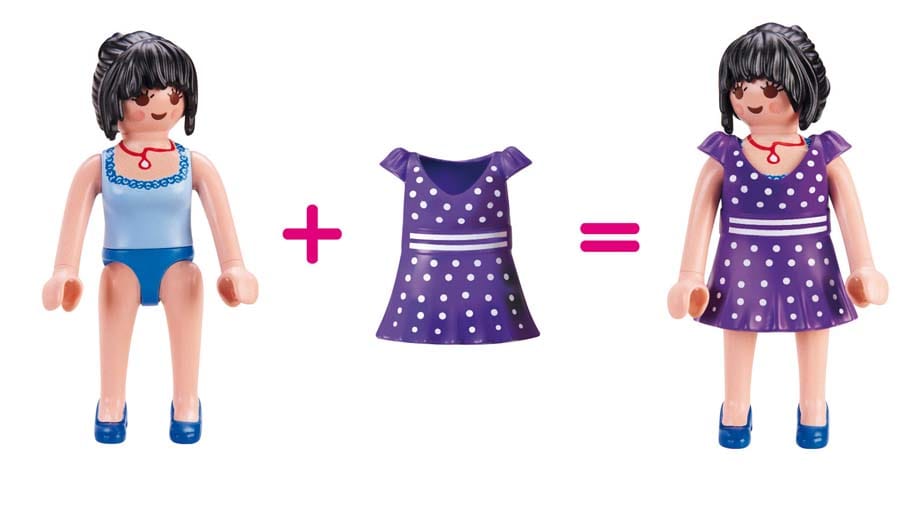 Darauf haben kleine Playmobil-Fans schon lange gewartet: Trendige Wechselkleider und Röcke, mit denen die Figuren im 2013 eingeführten Shopping-Center immer neu eingekleidet werden können.
