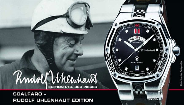 Scalfaro hat außerdem eine Uhr dem Konstrukteur des Mercedes 300 SL, Rudolf Uhlenhaut, gewidmet. Die passenderweise auf 300 Stück limitierte Edition verfügt unter anderem über die Original-Unterschrift von Rudolf Uhlenhaut auf dem Ziffernblatt und kostet 3950 Euro.