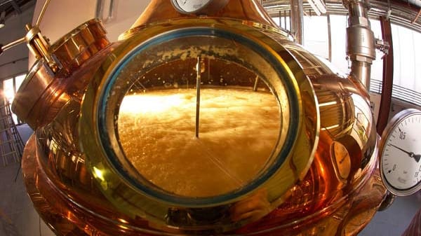 Die Rohbrand-Maische in der Destillerie Slyrs gärt in der Schlierseer Brennerei bei gleichmäßiger Temperatur um die 20 Grad Celsius - länger als anderswo.