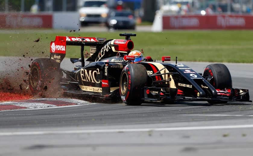 Auch Lotus-Pilot Romain Grosjean sorgt beim Großen Preis von Kanada für spektakuläre Szenen. In der 61. Rennrunde ist das Rennen für den 28-Jährigen jedoch vorzeitig beendet. Sein Bolide fällt mit technischen Problemen aus.