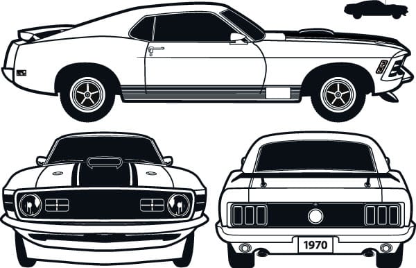 Hier für alle Fans die Besonderheiten des Ur-Ford-Mustang in einer Zeichnung.
