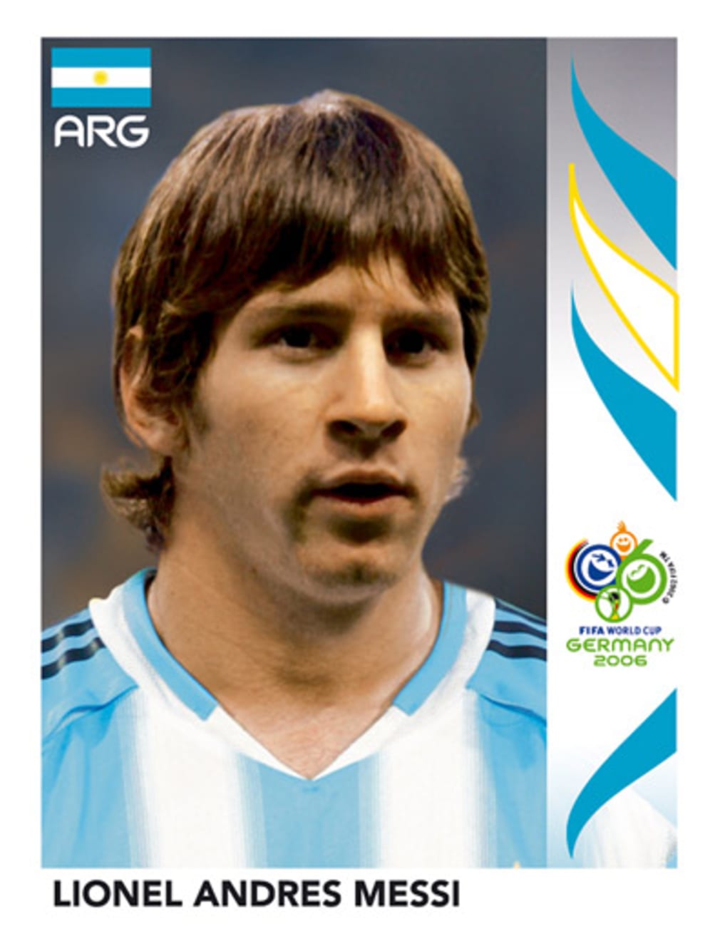Auch Argentiniens Lionel Messi hatte bei der WM 2006 einen wenig vorteilhaften Look, wie dieser Panini-Sticker mit seinem Konterfei zeigt.