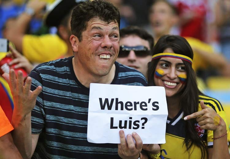 Humor mit Biss: "Wo ist Luis?", fragt sich dieser Fan. Das Achtelfinale wird von der Sperre für Uruguays Top-Stürmer Luis Suarez überschattet, der nach seinem Biss gegen den Italiener Giorgio Chiellini im letzten Gruppenspiel für neun Spiele gesperrt wurde.