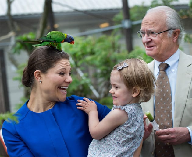 Prinzessin Estelle, ihre Mutter Victoria von Schweden und ihr Großvater, König Carl Gustaf, genossen ihren Tag im Tierpark des Freilichtmuseums Skansen in Stockholm.