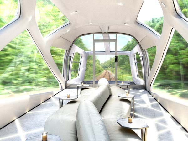 Der Cruise-Train bekommt eine Lounge, die dank riesiger Fenster einen Panorama-Blick bietet.