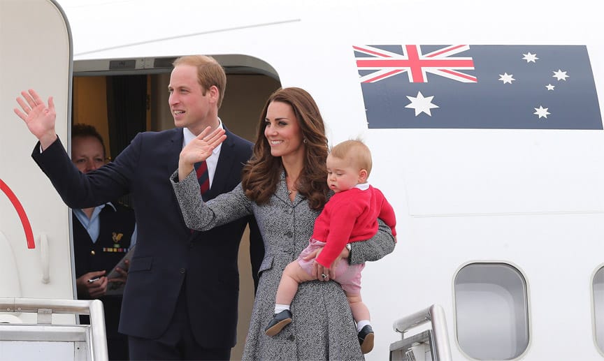 Prinz William, Herzogin Kate und Prinz George kurz vor der Abreise aus Australien.