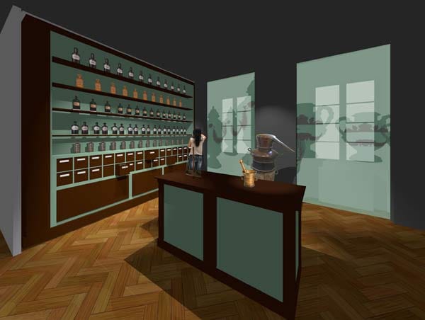 Der Ausstellungsraum "Der Absinth vor dem Absinth" beleuchtet die Verwendung der Absinthpflanze in der Pharmazie von der Antike bis zur Erfindung der "Grünen Fee".