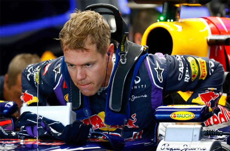 Sorgenvolle Miene auch bei Sebastian Vettel: Der Weltmeister kann mit Platz acht im Qualifying beim Heimrennen nicht zufrieden sein.