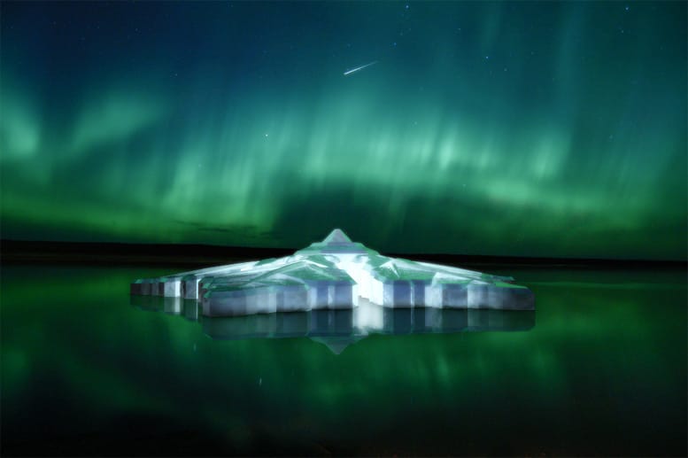 Niederländische Architekten haben die schwimmende Fünf-Sterne-Luxusunterkunft entworfen. Ihre Form: ein Eiskristall.