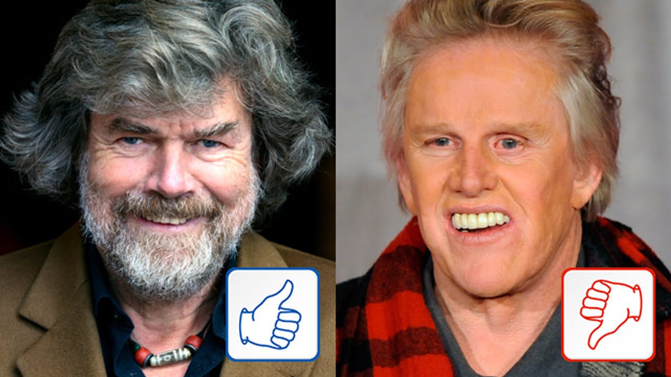 Reinhold Messner und Gary Busey.