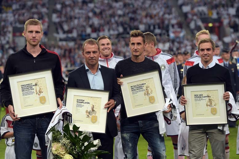Deutschland gegen Argentinien in Düsseldorf: Vor dem Spiel werden Per Mertesacker, Hansi Flick, Miroslav Klose und Philipp Lahm geehrt.