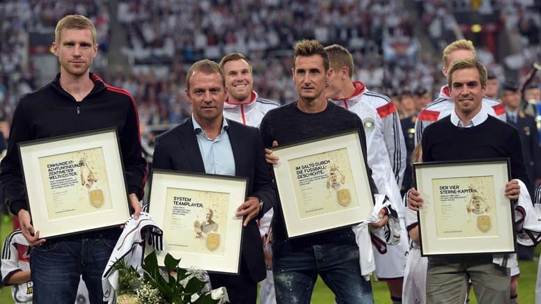 Deutschland gegen Argentinien in Düsseldorf: Vor dem Spiel werden Per Mertesacker, Hansi Flick, Miroslav Klose und Philipp Lahm geehrt.