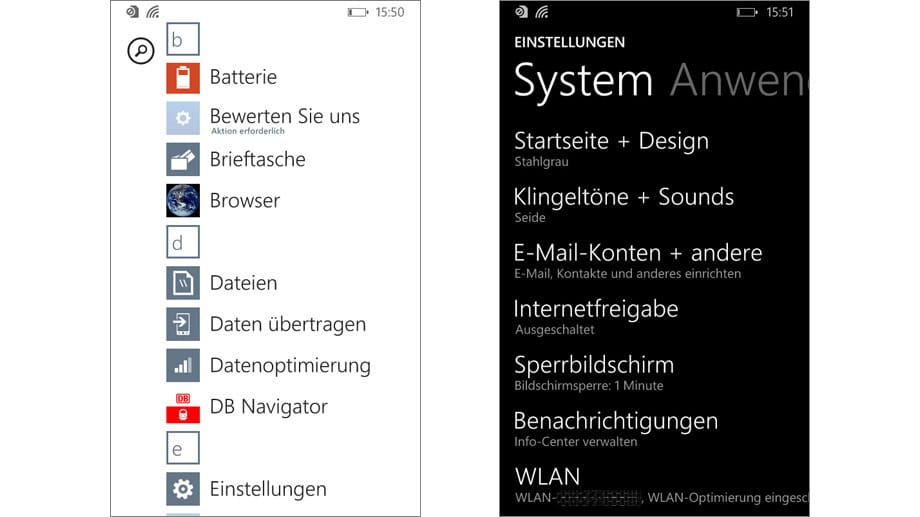 Windows Phone ist weniger stark verbreitet, deshalb ist die App-Auswahl geringer.